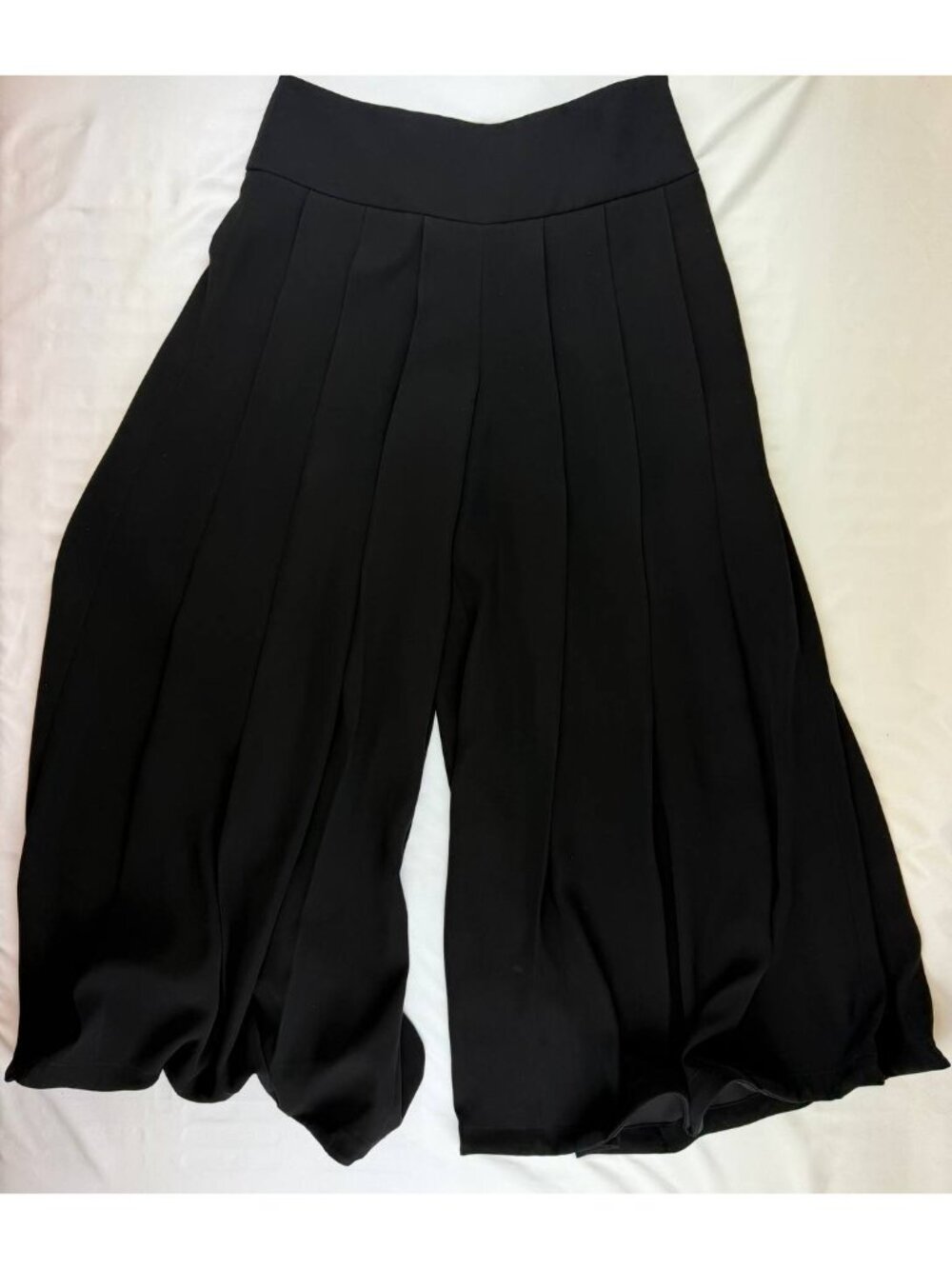 Giorgio Armani Black Wide Leg Pants Structured Hem High Waist Designer Sz 44 It